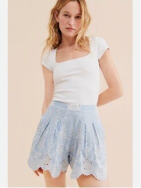 NEW ANTHROPOLOGIE YUMI KIM ROSEBUD EMBROIDERED SHORTS